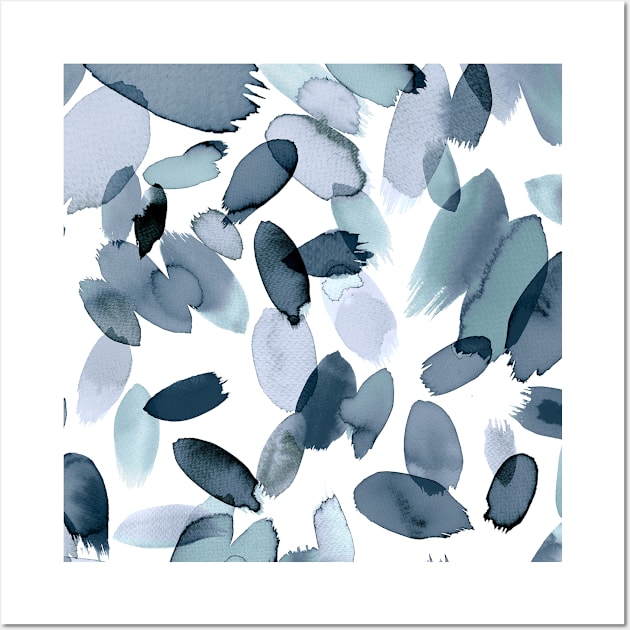 Pocket - WATERCOLOR PETAL STAINS BLUE GREYISH Wall Art by ninoladesign